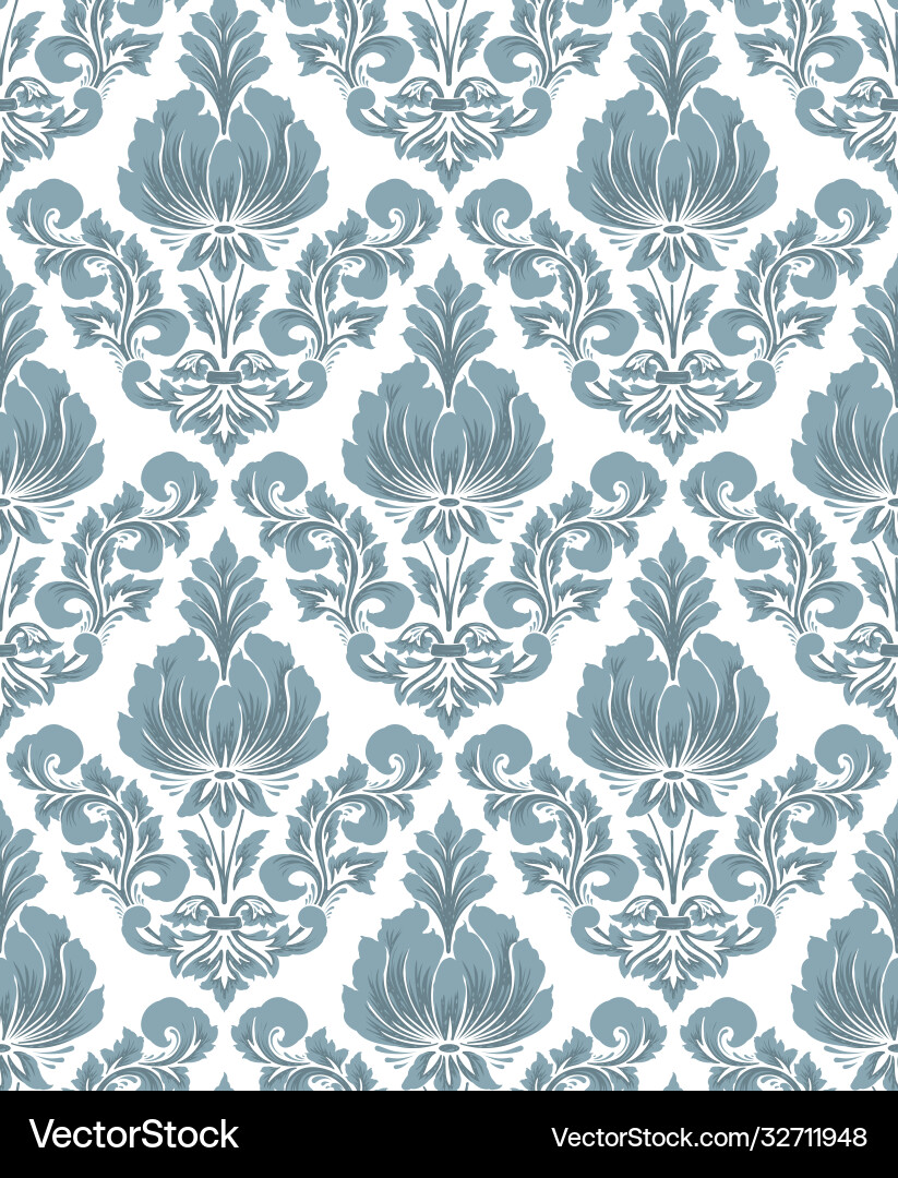 Damask seamless pattern element classical Damask seamless pattern element classical vector image