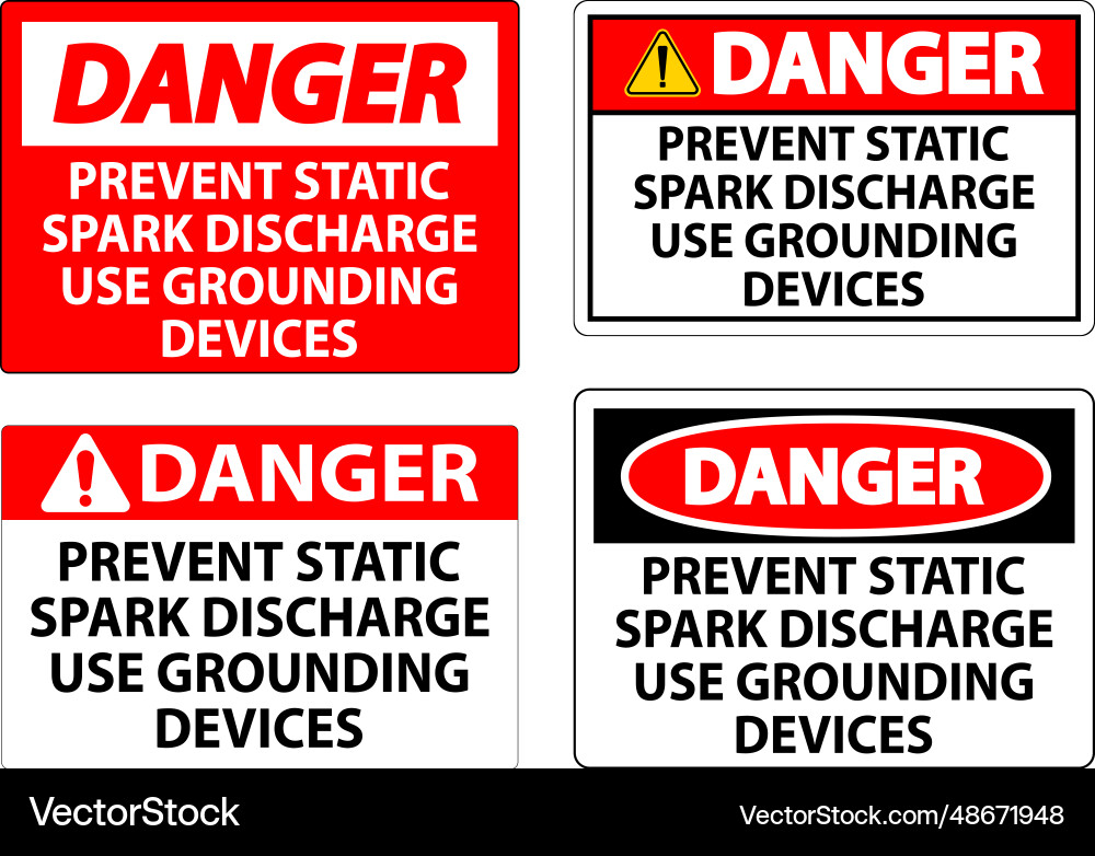 Danger sign prevent static spark discharge use Danger sign prevent static spark discharge use vector image