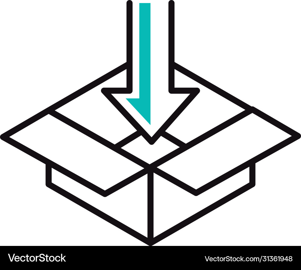Delivery box with down arrow line style icon vector image