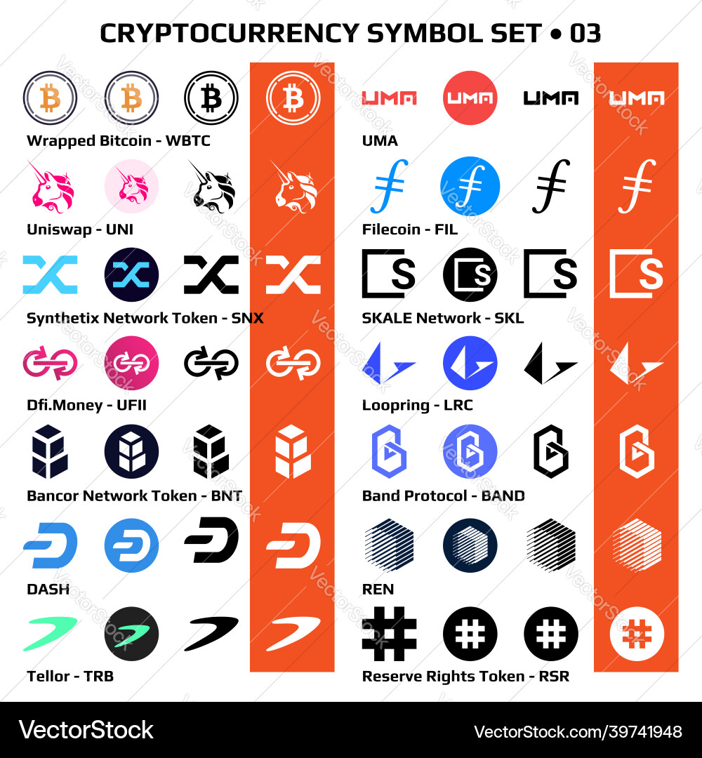 Isolated Cryptocurrency Symbols - Set 03 – Royalty-Free Vector | VectorStock