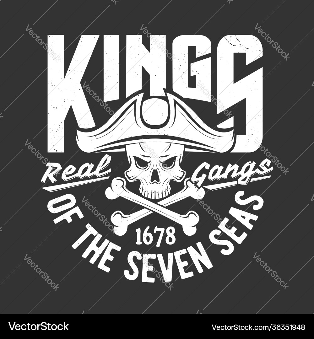 Jolly roger pirate flag t-shirt print with skull Vector Image