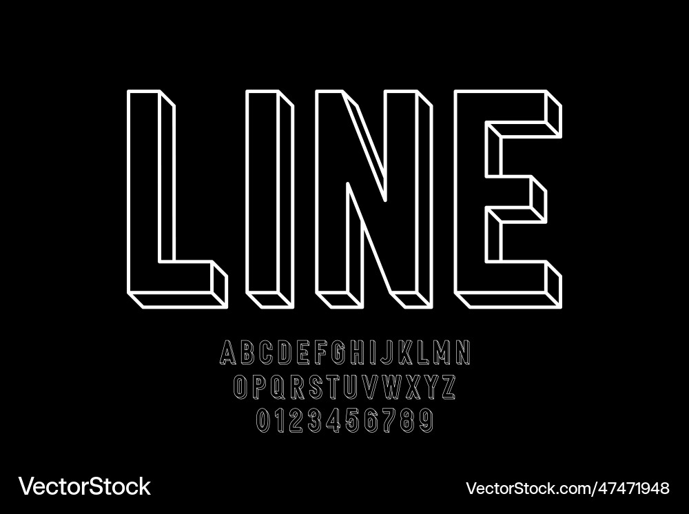 Modern 3D Linear Typeface - Abstract Font vector image