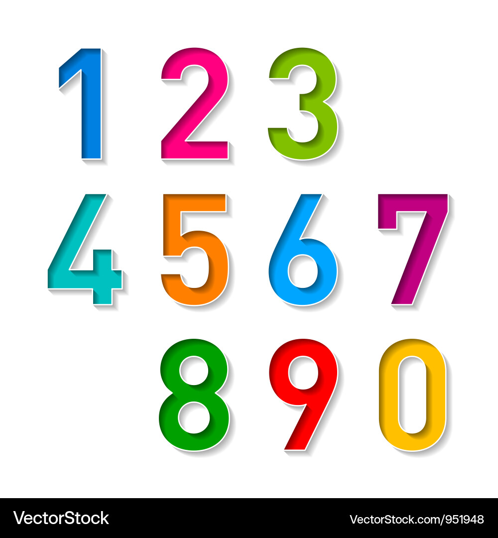 Number Set Collection Vector Image