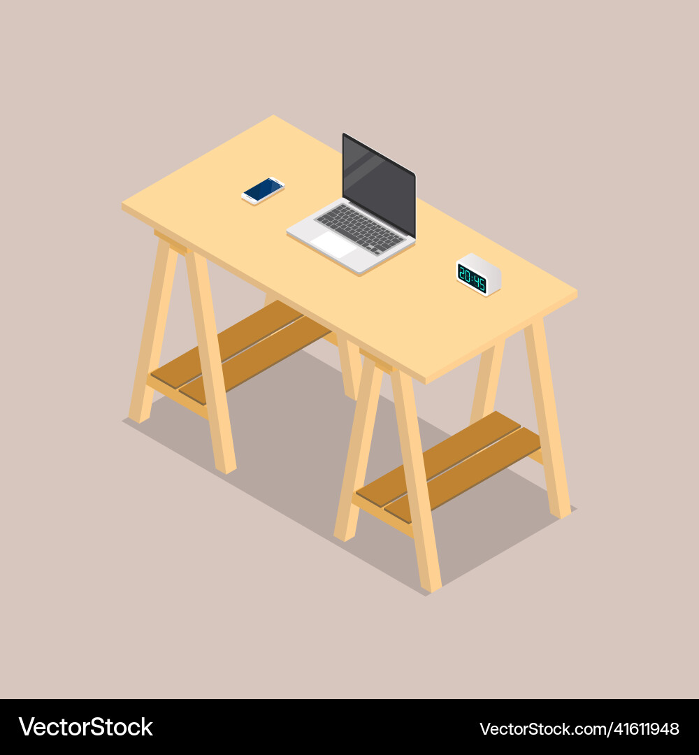 Office table workspace in isometric view Office table workspace in isometric view vector image