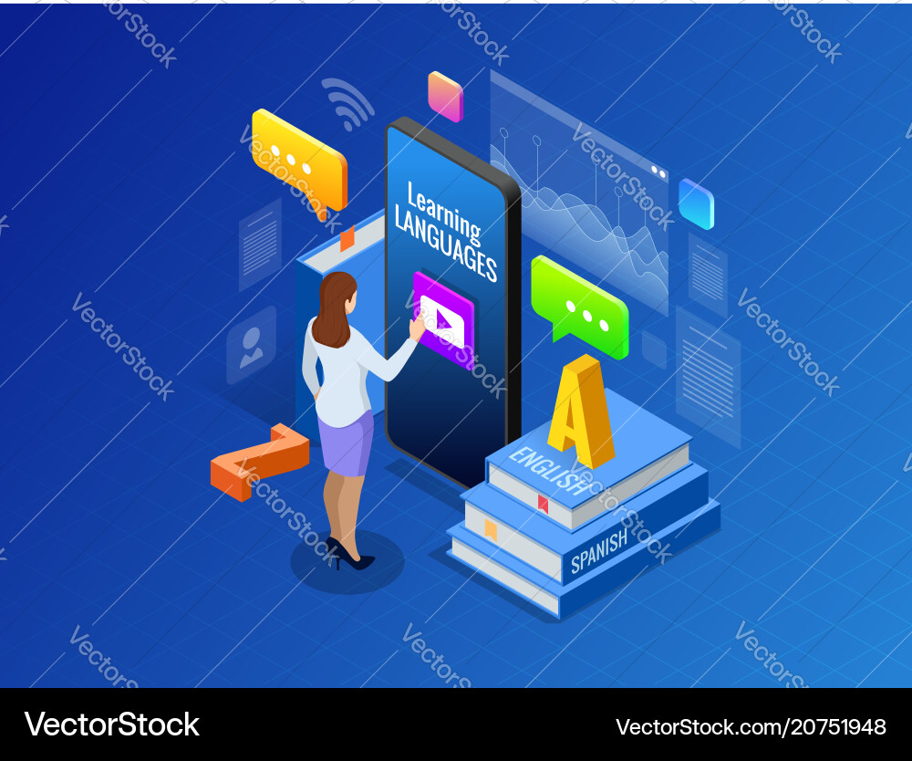 Online Language Learning Interface vector image