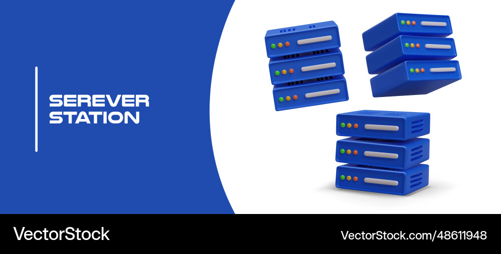 Server station storage and processing Server station storage and processing vector image