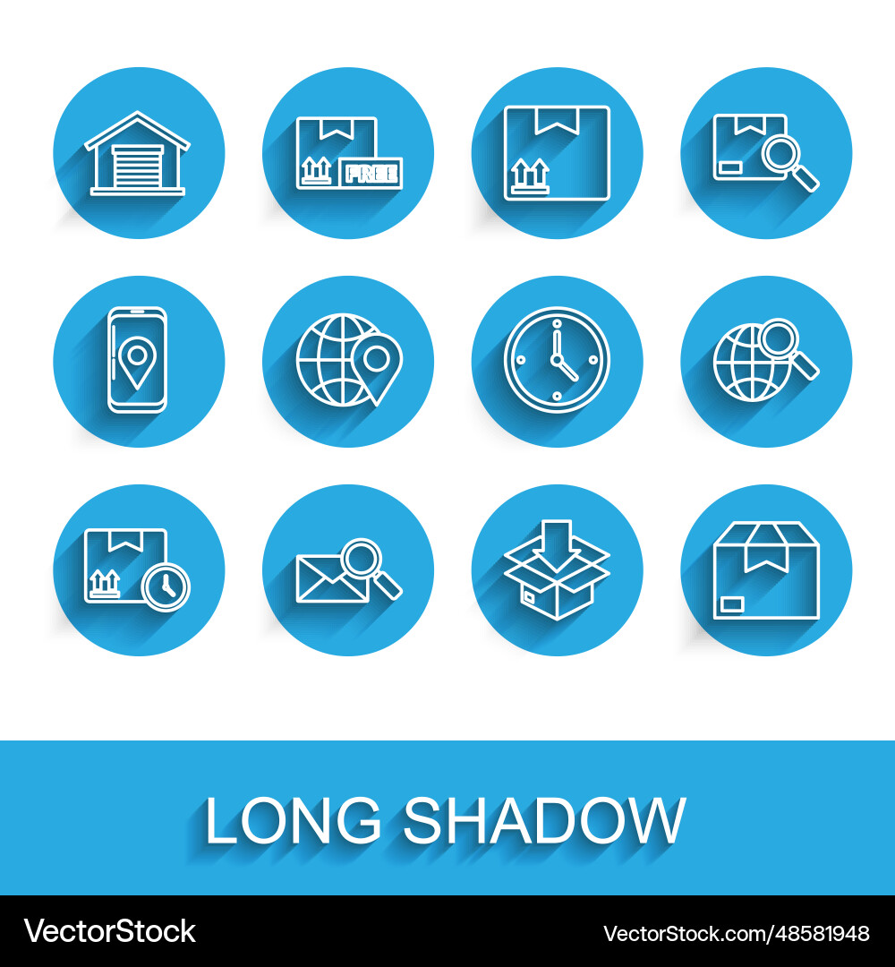 Set line cardboard box and fast time envelope Set line cardboard box and fast time envelope vector image