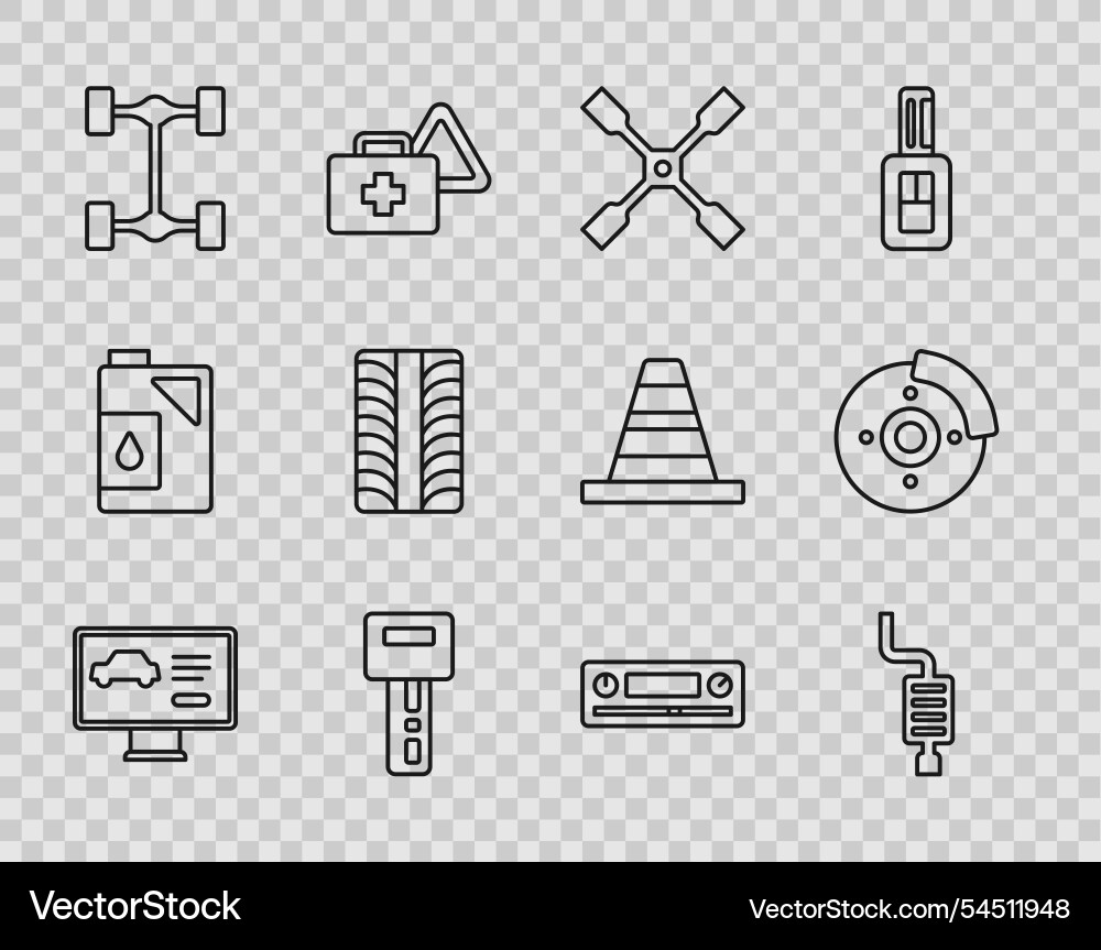 Set line diagnostics condition of car muffler Set line diagnostics condition of car muffler Vector Image