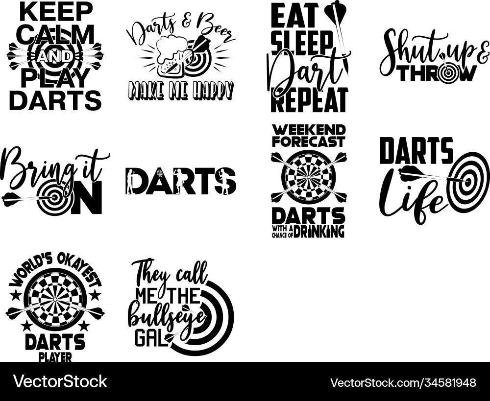 Set os darts quotes sport Set os darts quotes sport vector image