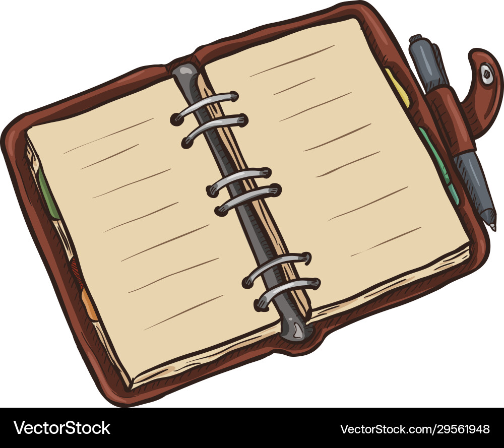 Single cartoon diary on white background Single cartoon diary on white background vector image