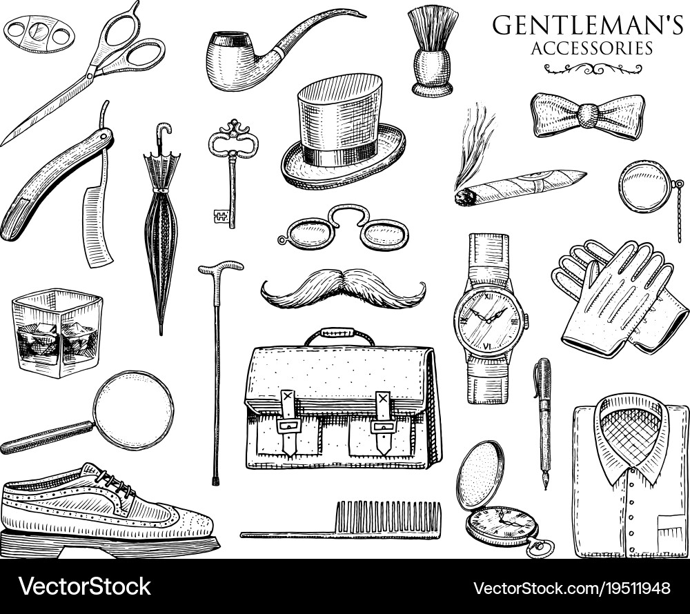 Vintage Gentleman Accessories Vector Image
