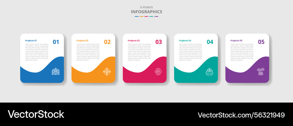 5 points template infographic with box container 5 points template infographic with box container vector image