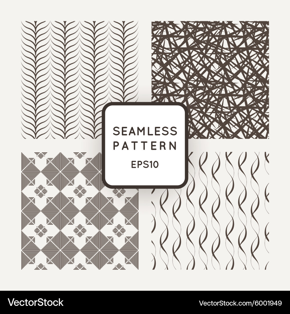 A set of four seamless patterns waves vector image