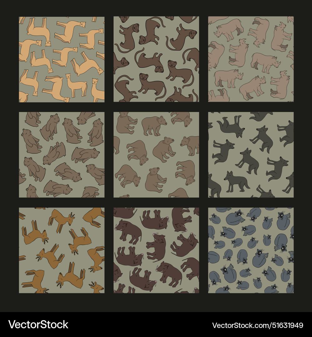 A set of patterns with animals Vector Image