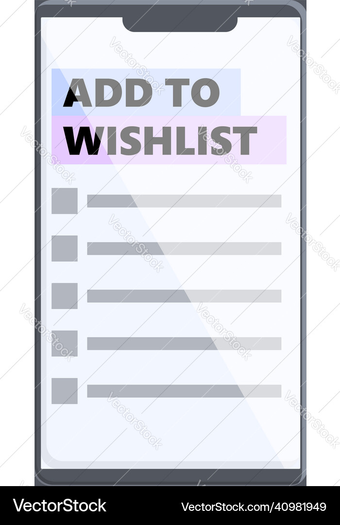 Add to wishlist icon cartoon store list Add to wishlist icon cartoon store list Vector Image
