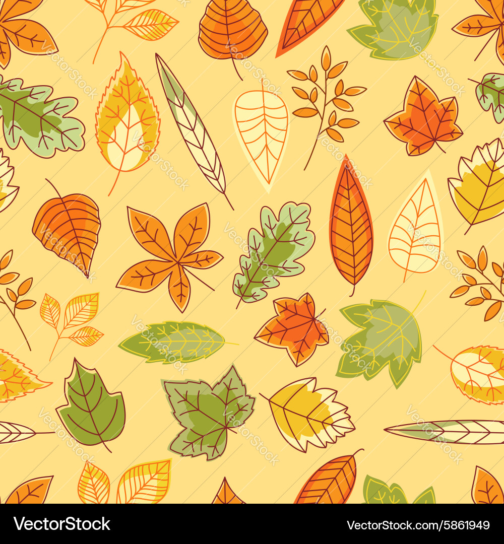 Autumn Leaves Seamless Pattern vector image