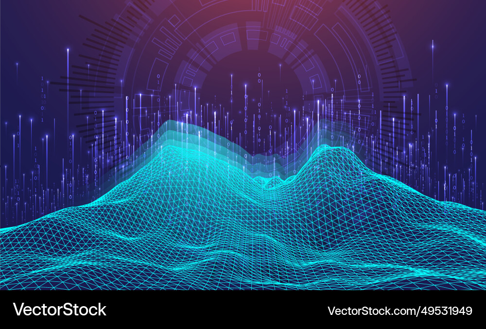 Big data abstract digital futuristic wireframe vector image