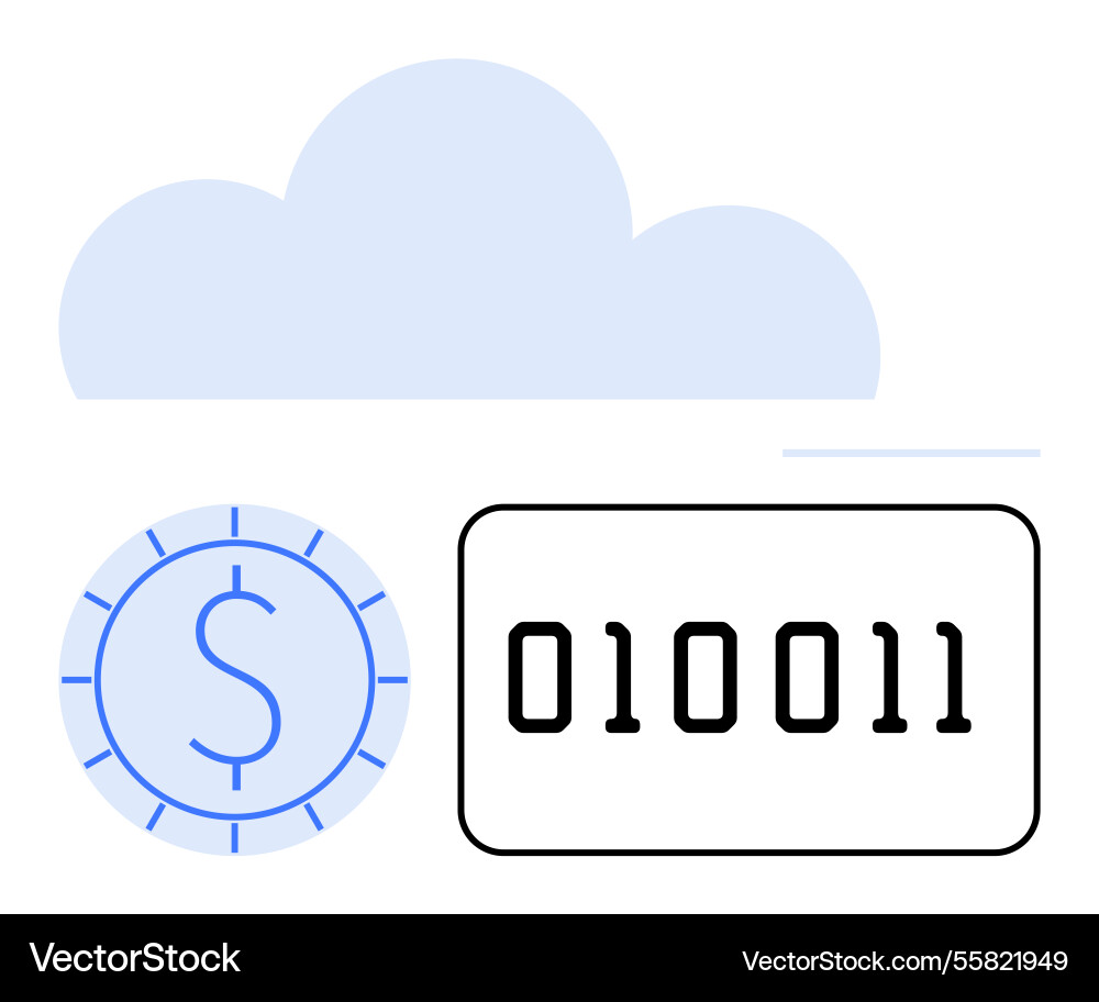 Digitale Währung mit Binärcode unter Cloud Digitale Währung mit Binärcode unter Cloud vektorbild