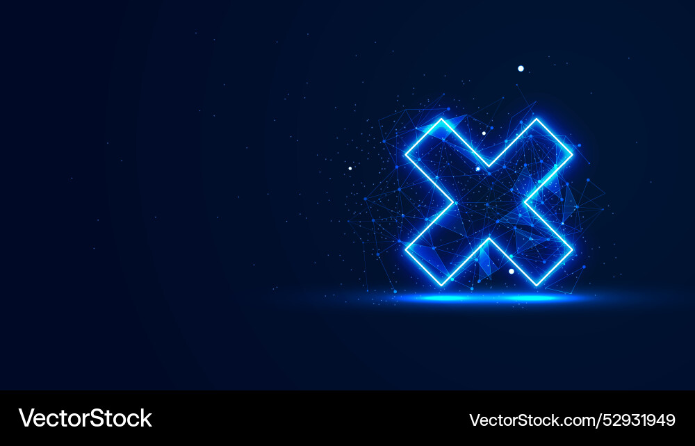 Futuristic glowing cross mark with plexus lines Vector Image