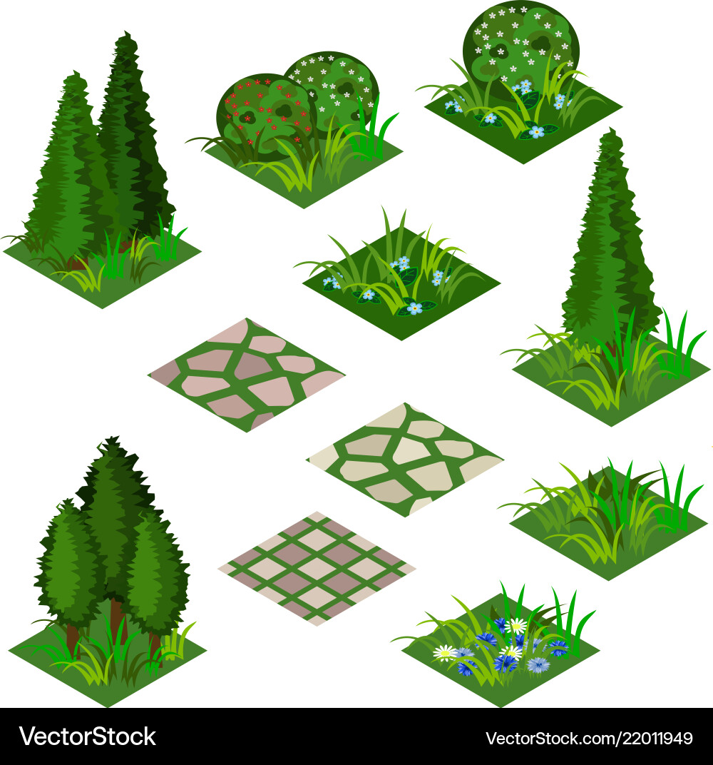 Garten oder Bauernhof isometrische Fliesensatz Garten oder Bauernhof isometrische Fliesensatz vektorbild