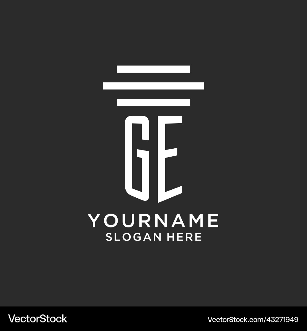 Ge initials with simple pillar logo design Vector Image