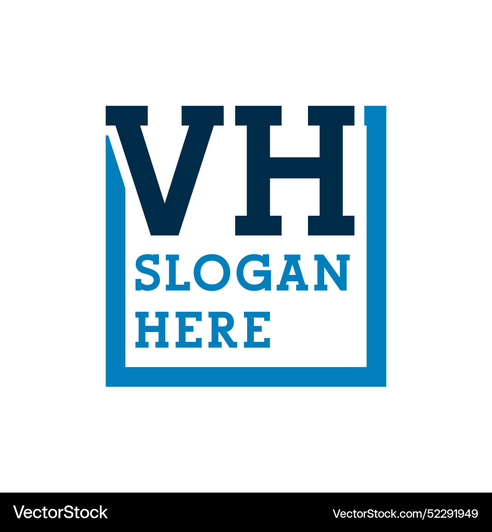 Minimal initials logo letters v and h vh initial Vector Image