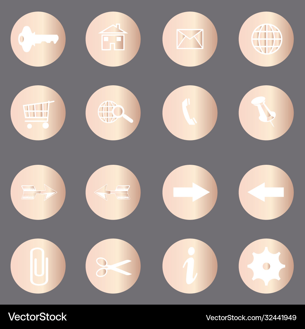 Multiple web icons set in pink colors vector image
