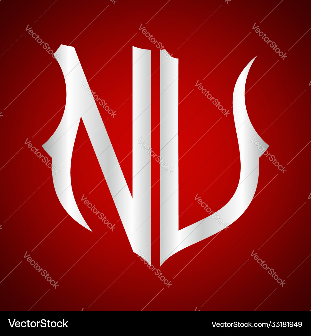 N U Shield Initial Monogram Vector Image