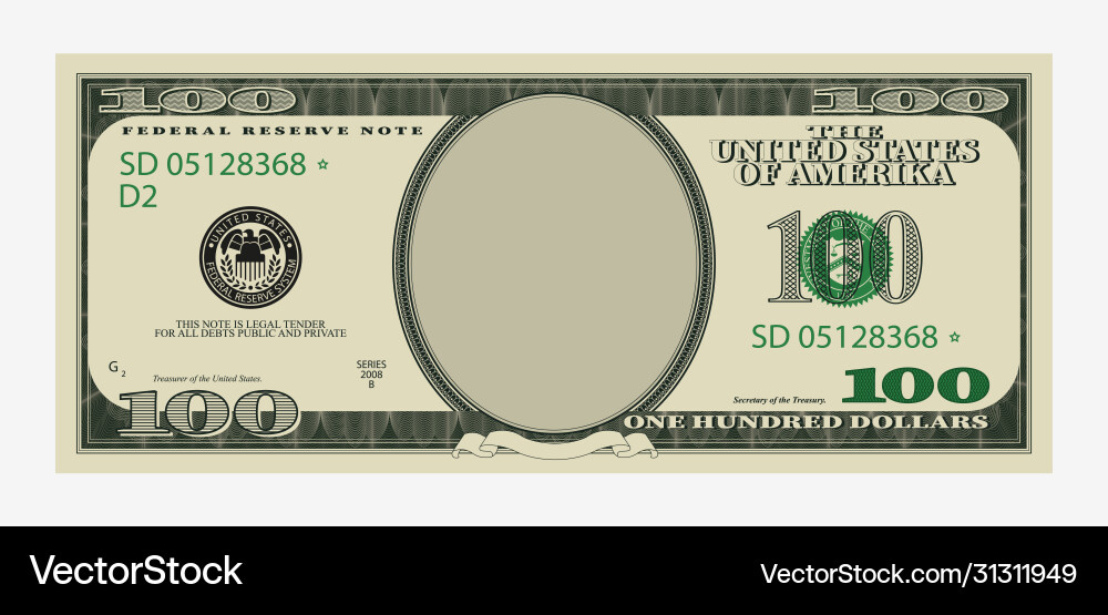 One hundred dollars bill template american One hundred dollars bill template american vector image