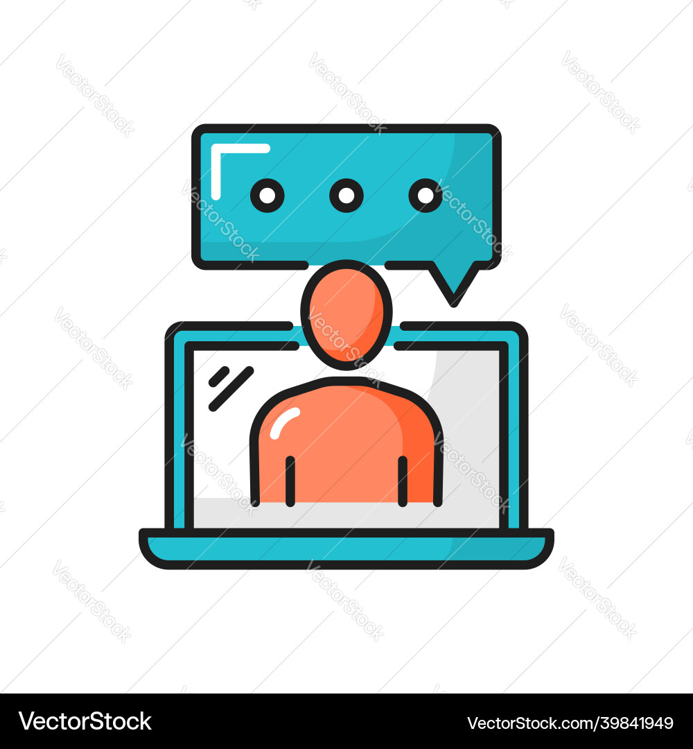 Person writing message on computer isolated icon Person writing message on computer isolated icon vector image