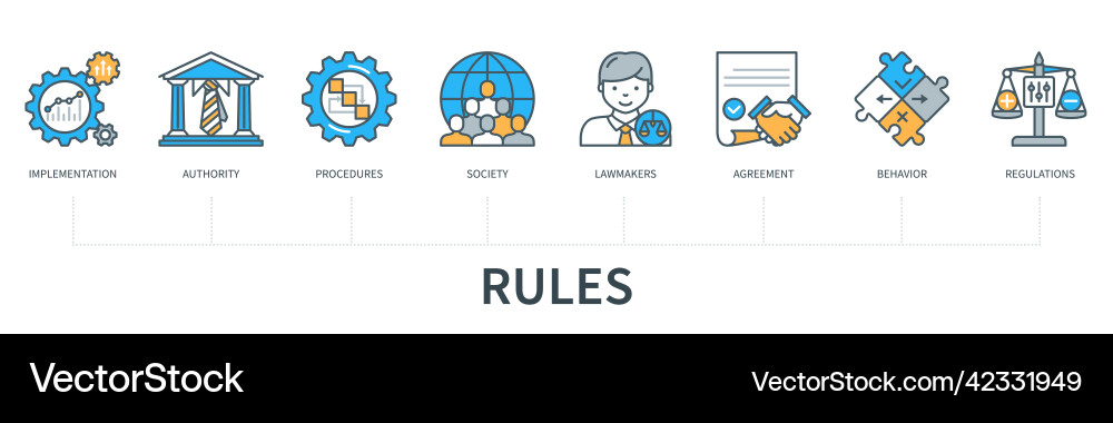 Rules infographic in minimal flat line style Rules infographic in minimal flat line style vector image