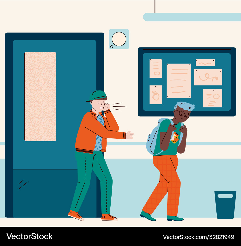 Schule bully bullying traurig Opfer - Cartoon Jungs Schule bully bullying traurig Opfer - Cartoon Jungs vektorbild