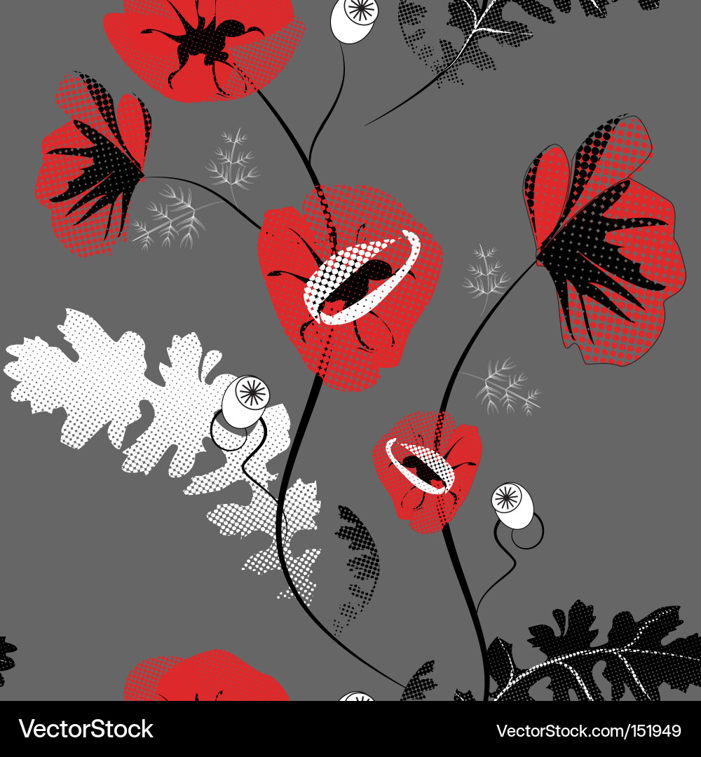 Seamless pattern with poppy flowers Vector Image