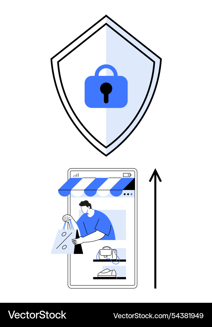 Secure online shopping with e-commerce and data Secure online shopping with e-commerce and data vector image