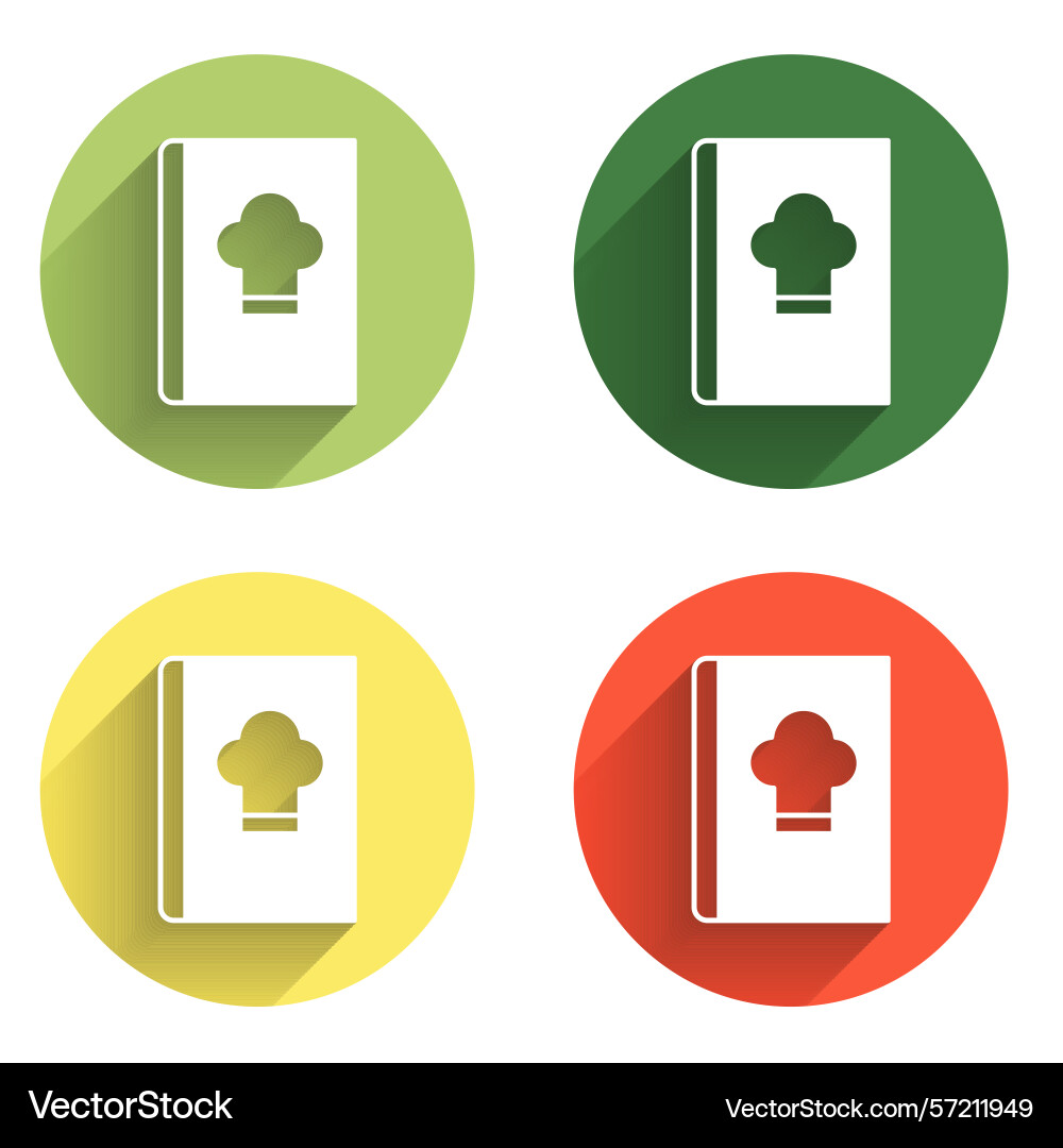 Set cookbook icon isolated with long shadow Vector Image