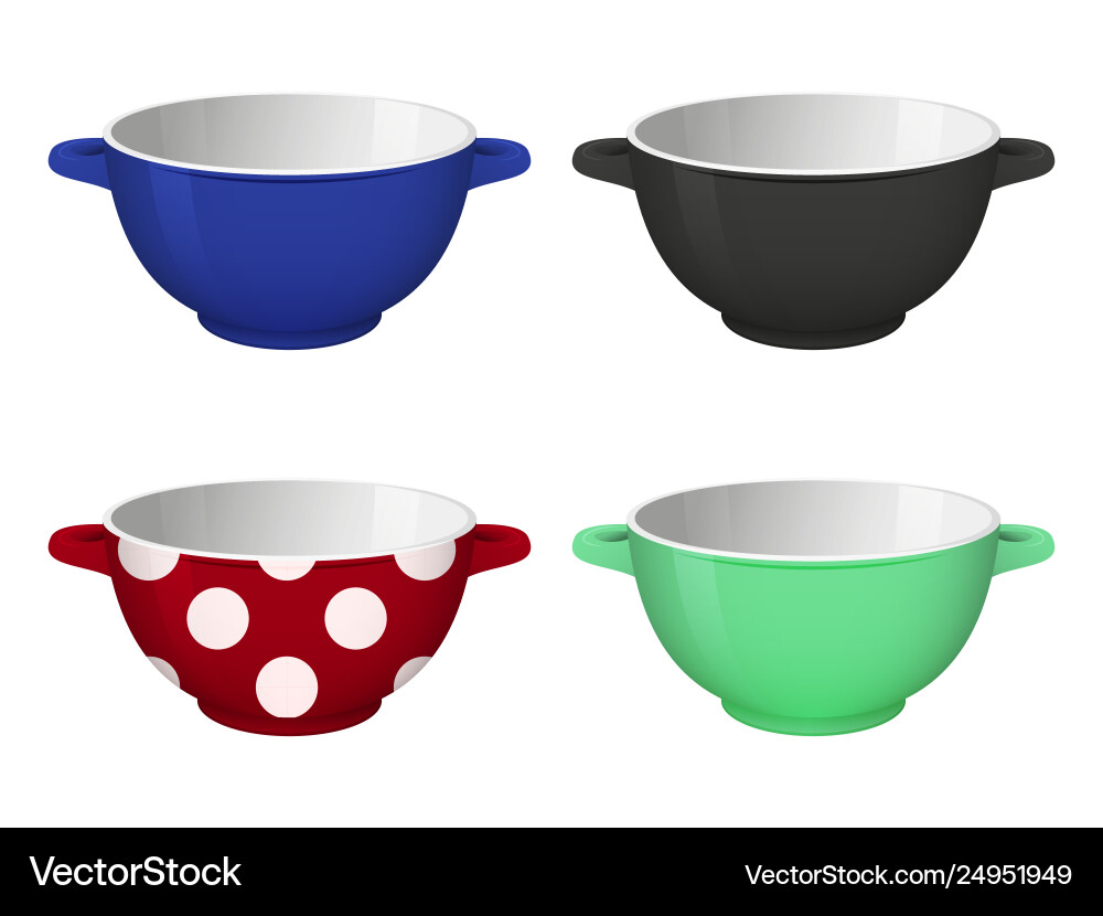 Set empty soup plates realistic style Set empty soup plates realistic style vector image