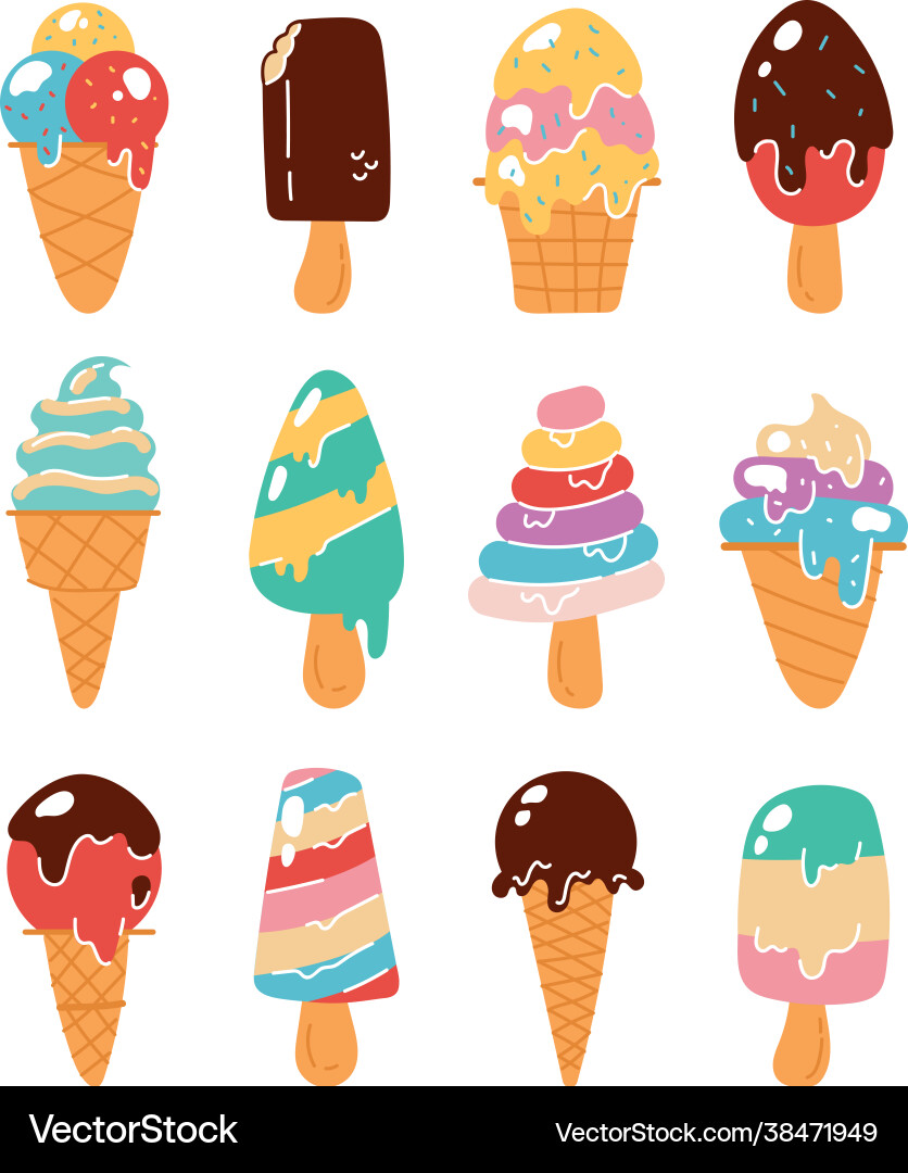 Sweet food ice cream isolated on white background Sweet food ice cream isolated on white background vector image