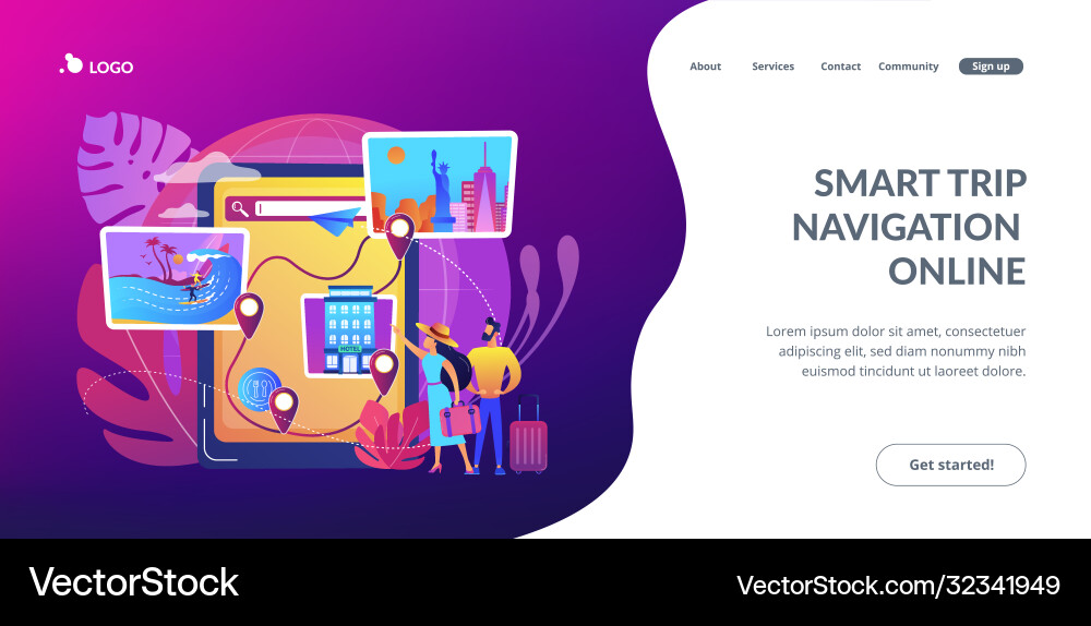Tour navigator Konzept Landing Page Tour navigator Konzept Landing Page vektorbild