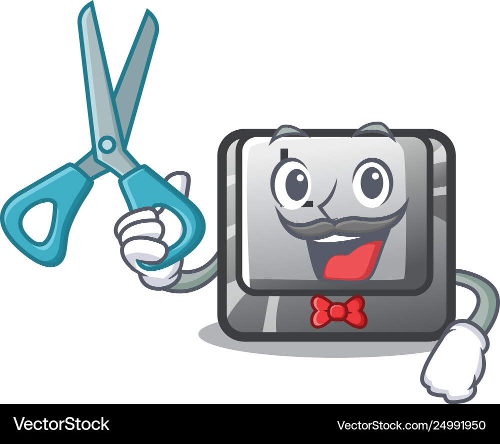 Barber button l attached to character keyboard Barber button l attached to character keyboard vector image
