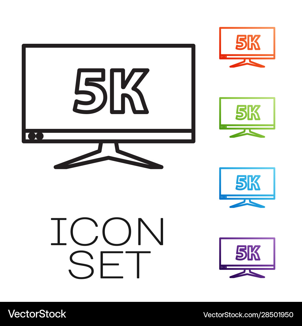 Black line computer pc monitor display with 5k Black line computer pc monitor display with 5k vector image