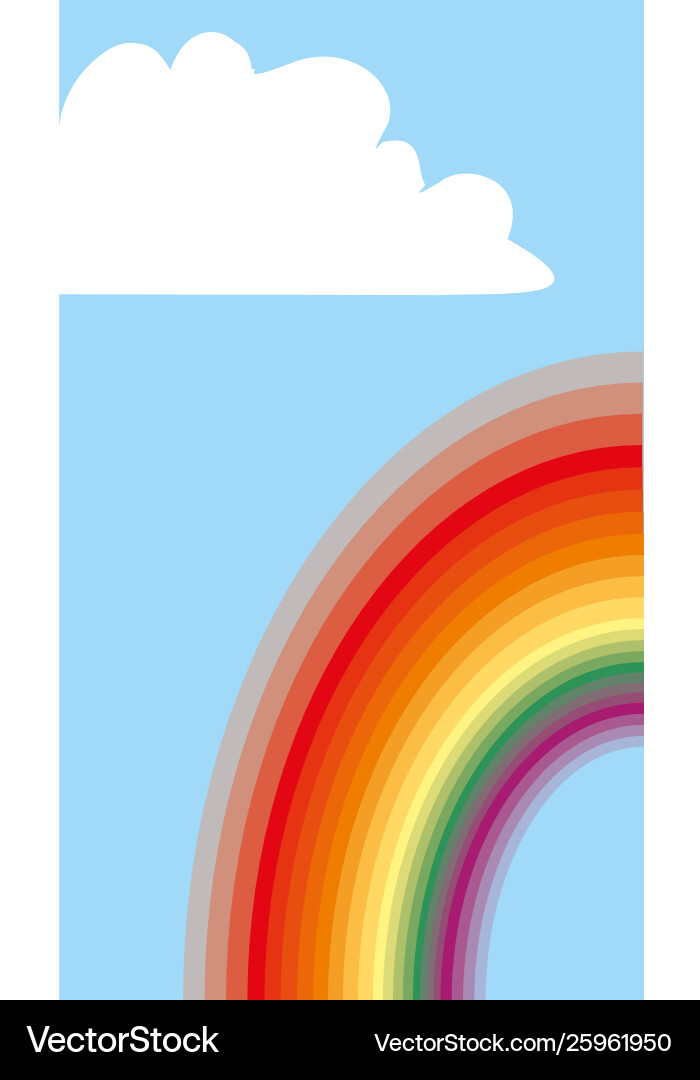 Cloudscape background with clouds and rainbow Vector Image