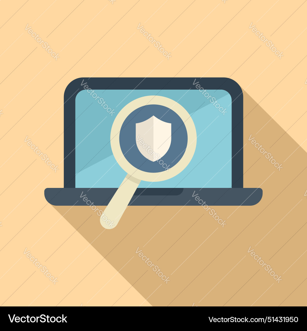 Cybersecurity concept with laptop and shield Vector Image
