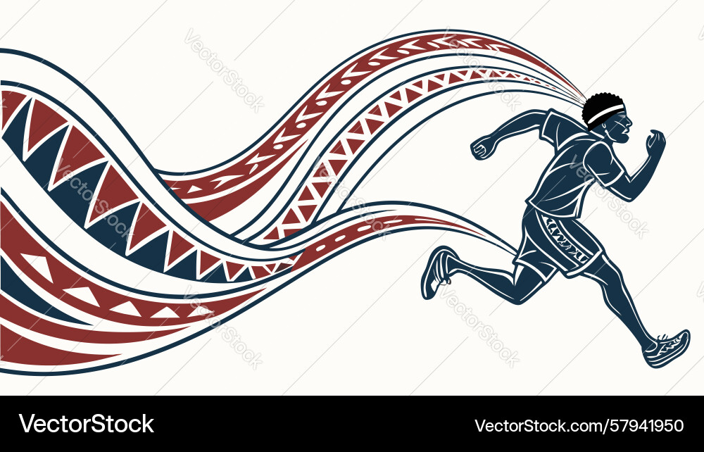 Dynamic Runner with Ribbon Flow Vector Image