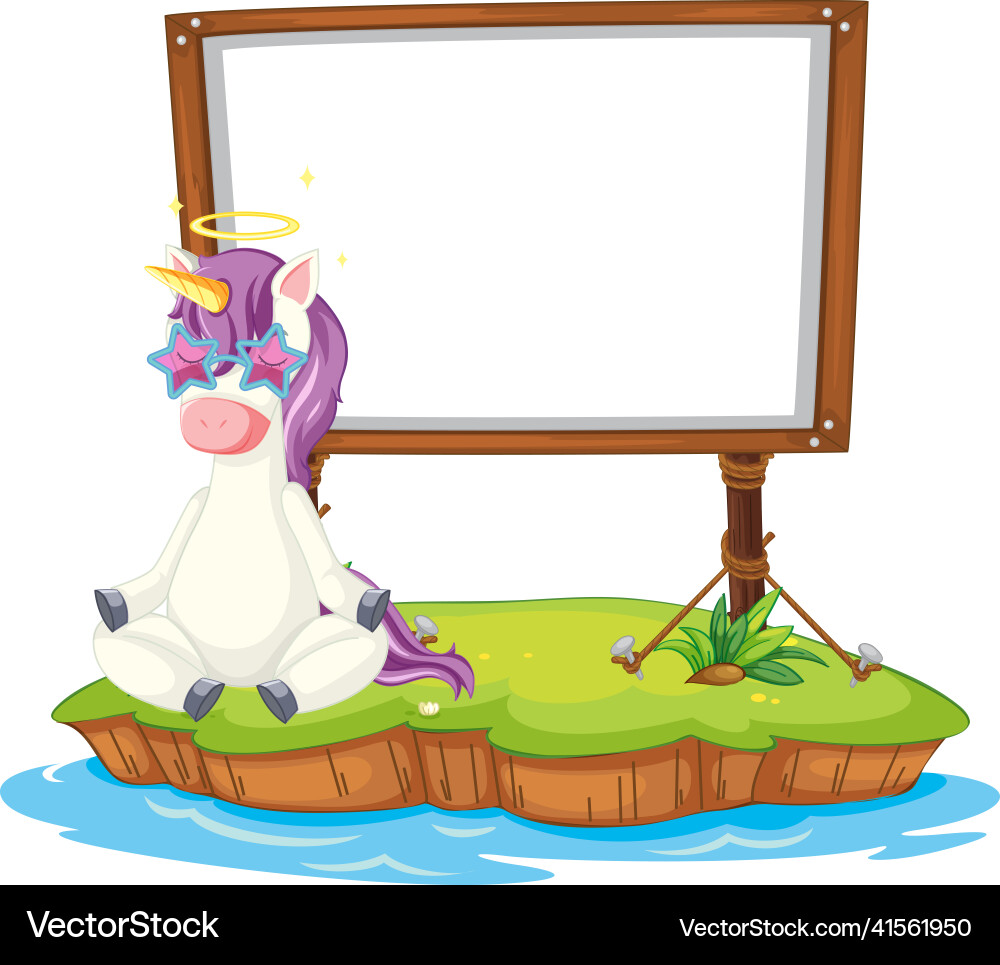 Fantasy unicorn with empty board Fantasy unicorn with empty board Vector Image