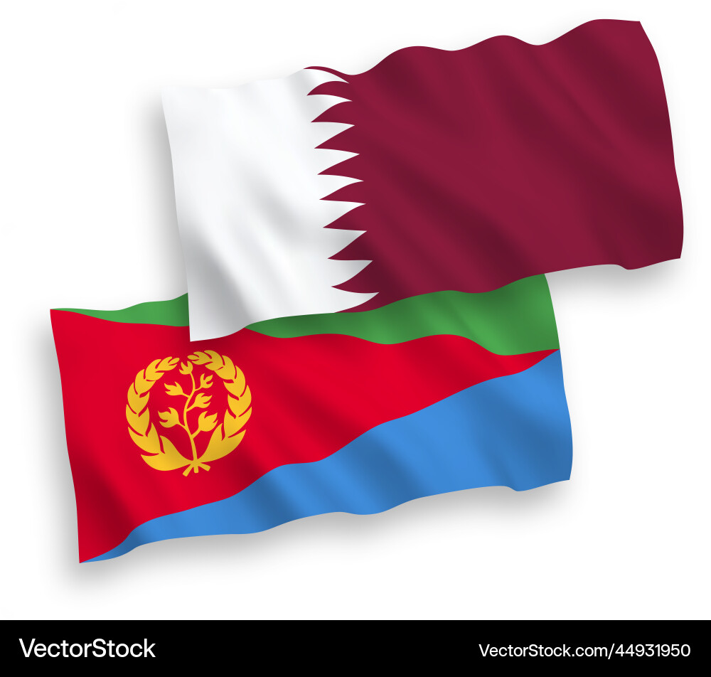Flags of eritrea and qatar on a white background vector image