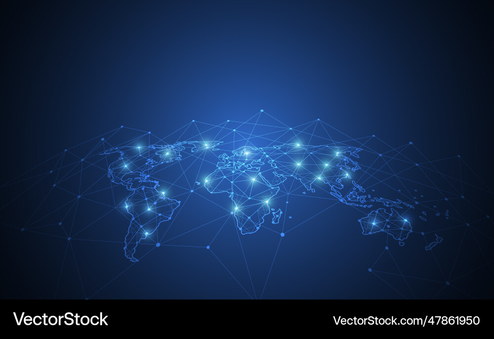 Global network connection world map point Global network connection world map point vector image