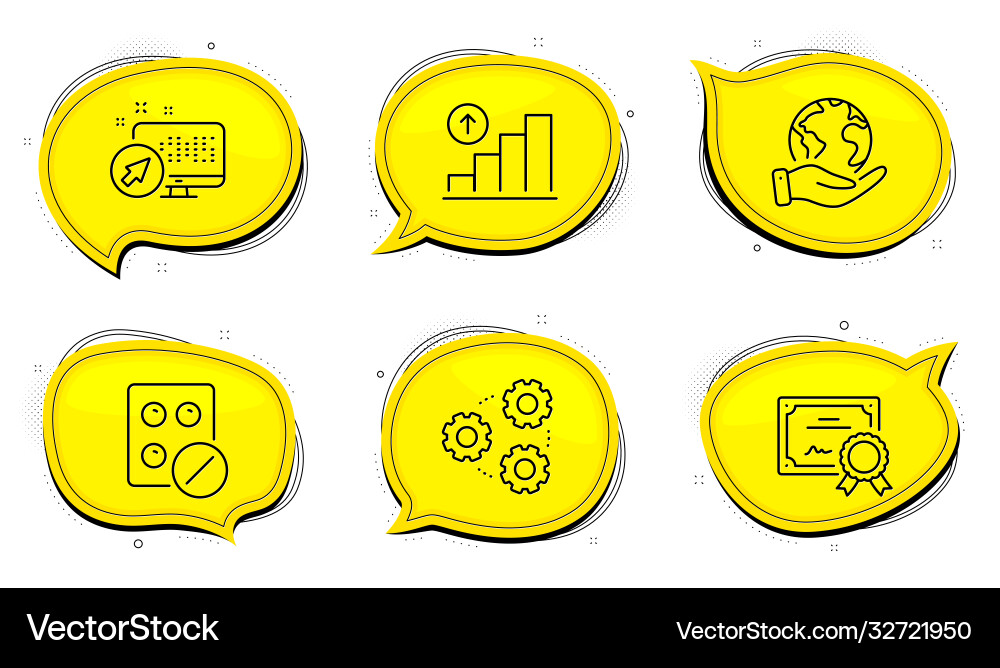 Graph chart gears and web system icons set Graph chart gears and web system icons set Vector Image