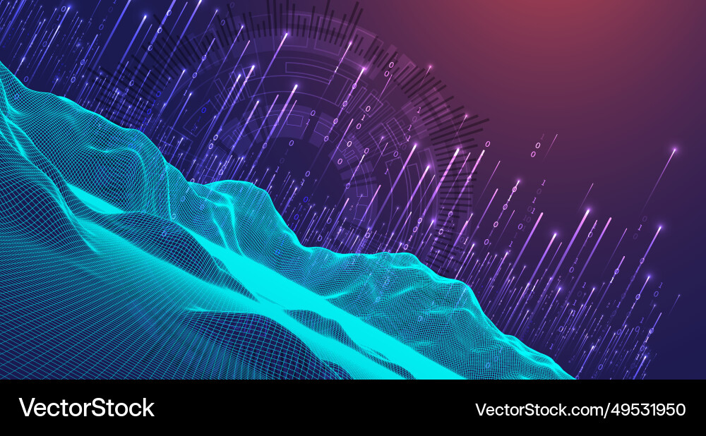Große Daten abstrakt digital futuristic wireframe Vektorbild