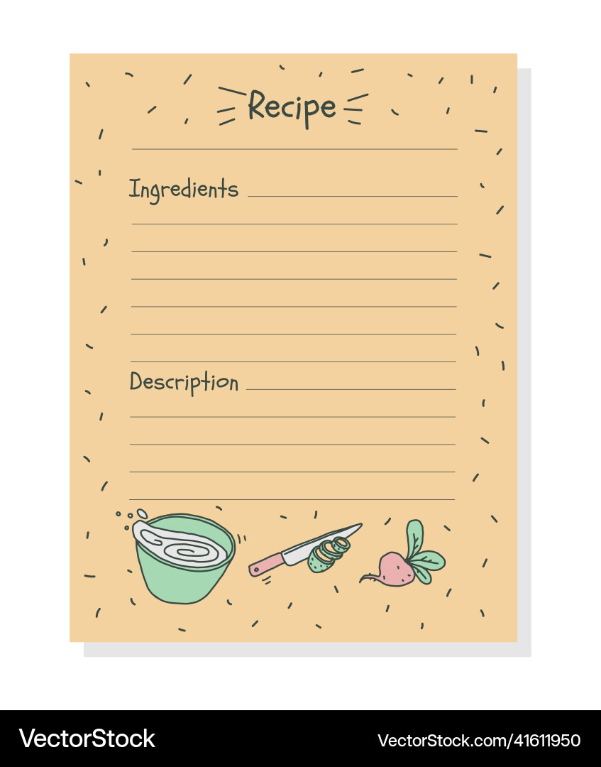 Recipe sheet template with empty space vector image