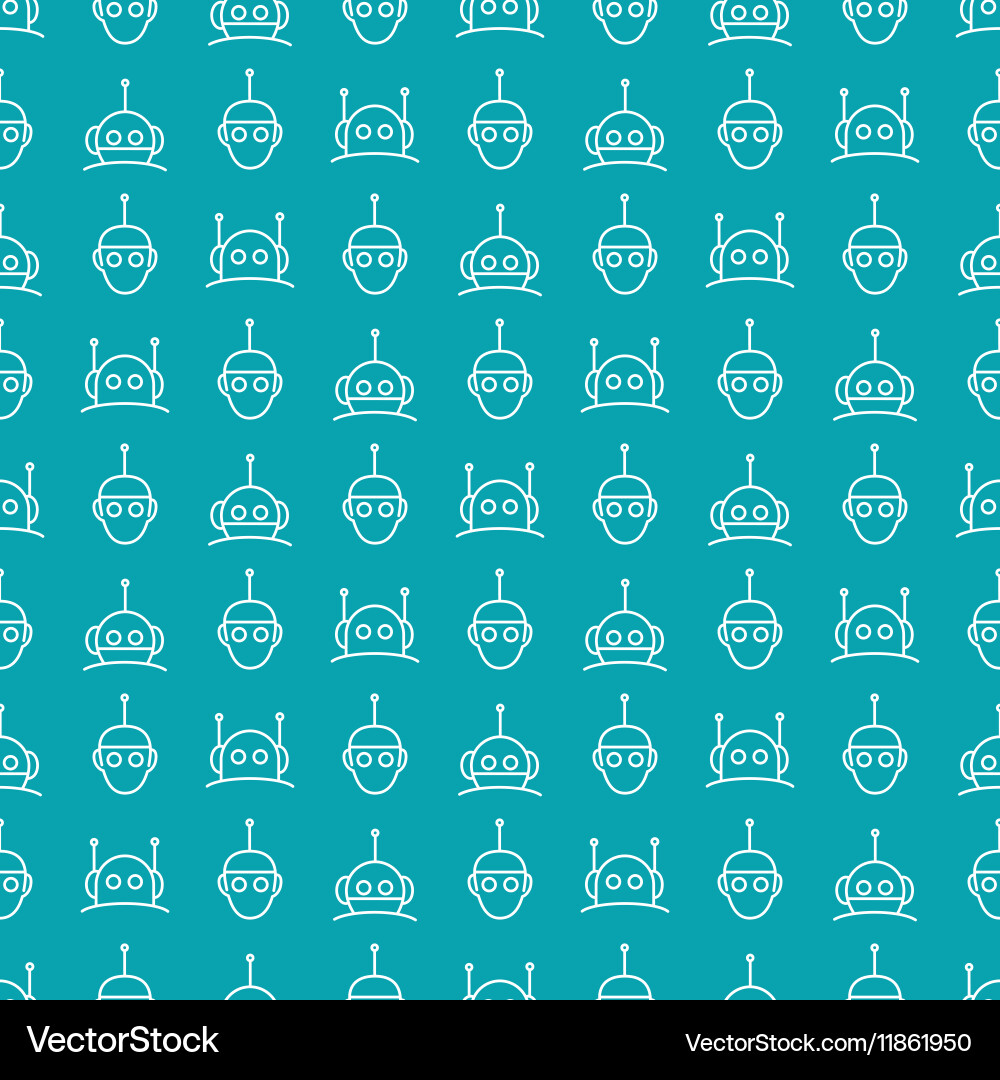 Robot seamless pattern on blue background vector image